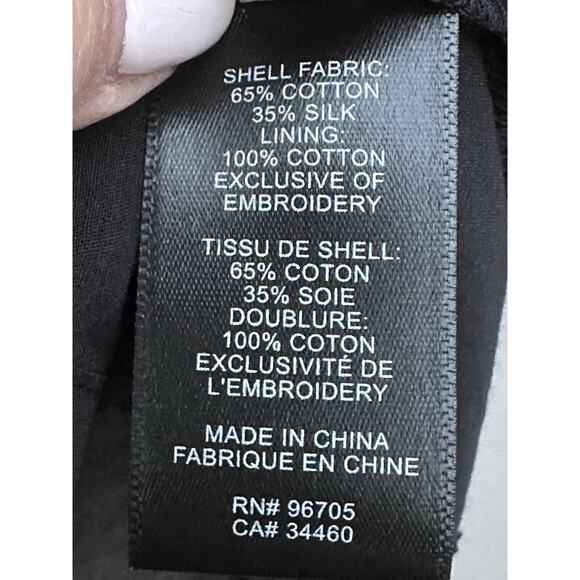 Rebecca Taylor $295 Women's Black Silk Ribbon Trim Sheer Button-Up Size S Luxury - Picture 12 of 16